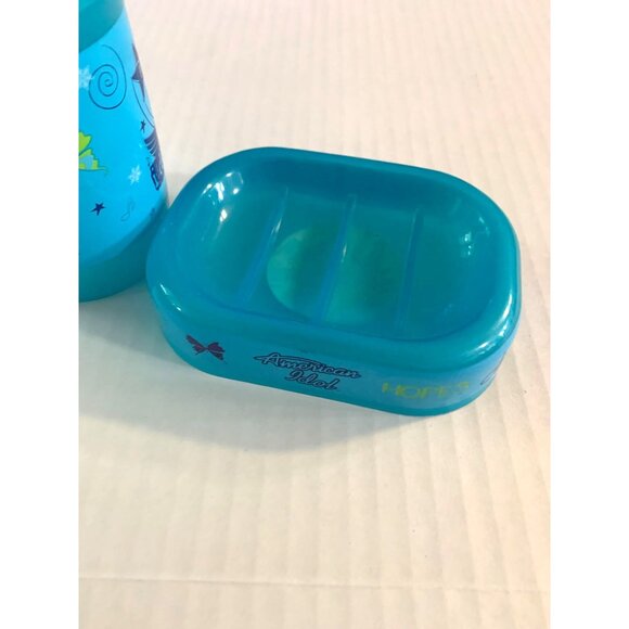 New American Idol Blue Plastic Bath Accessory Set 2 Piece Toothbrush Holder Soap - Picture 5 of 5